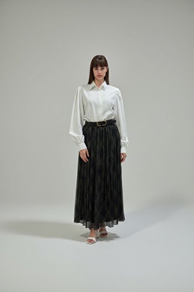 Molly Nelly Γυναικεία φούστα από σιφόν με στάμπα και ζώνη