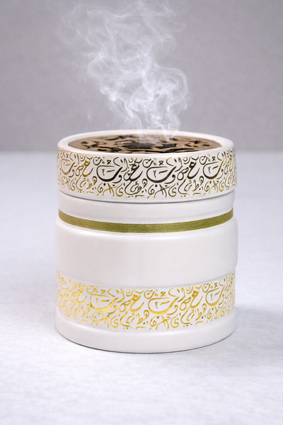 Generic An incense burner designed in an Islamic style with Arabic calligraphy.
