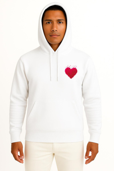 Bahriyeli Collection Hooded Multiple Heart Pocket Printed Unisex Sweatshirt