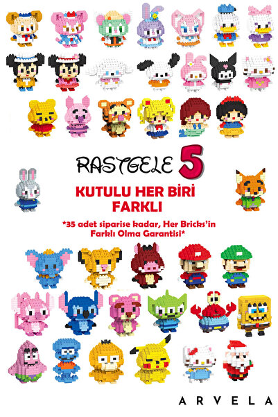 Arvela Rastgele 5 Adet Kutulu Bricks Her Biri Farklı Olma Garantisi-Koleksiyon
