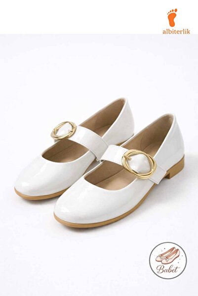 AlbiShoes Women's Patent Leather Daily Comfortable Ballerinas Thick Belted Wo...