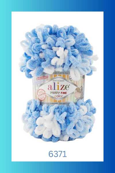 Alize خيط حياكة يدوي منتفخ فاخر ملون 6371 بعقدة صغيرة (قطعة واحدة) - 100 جرام...