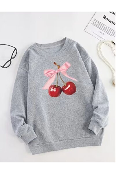 LELVANİ ЖІНОЧИЙ Світшот з принтом «Кірш» та коміром-стійкою