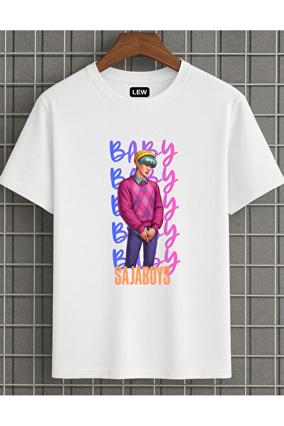 lovver تي شيرت قطني فاخر من Sajaboys Kpop Baby بتصميم شخصيات كرتونية مطبوع
