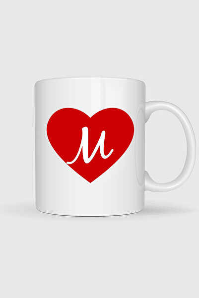 Bahriyeli Collection Valentine's Day Special Heart with Letter m B Printed Mug