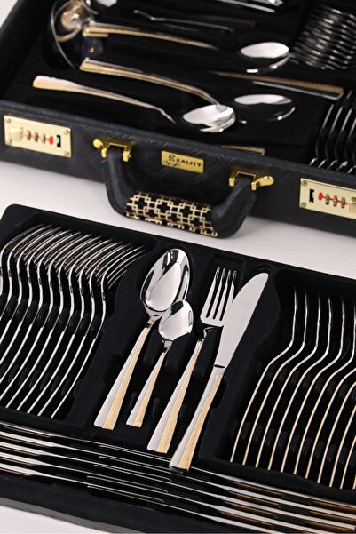 aljahwari Stainless steel cutlery set, two colors, 72 pieces, two-tier
