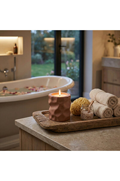 FREE AND ART El Yapımı Soya Wax Seramik Mum Doğal Kokusuz Dekoratif Mum Şık E...