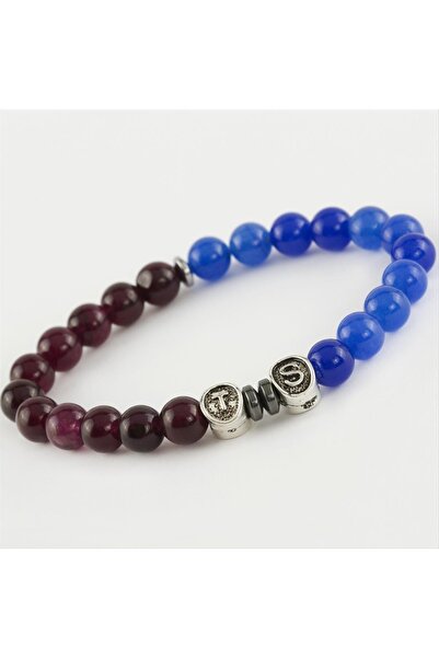 ZERO LAND Lvsqvr Burgundy Blue (201517) Natural Stone Bracelet-Colorful