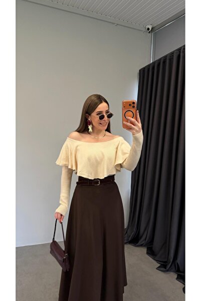 elif teke سترة مانتيلو مادونا تريكو كريمية اللون