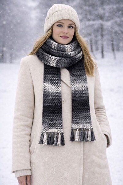 KMFashion وشاح محبوك يدويًا |   دافئ في فصل الشتاء |   تصميم أنيق وعصري