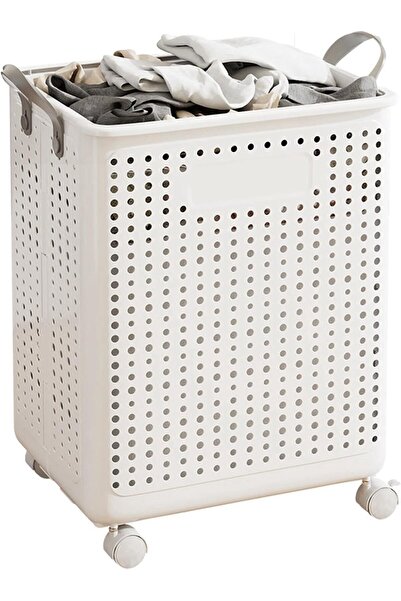 BLOOMING TIME Laundry Basket with Wheels and Handle, Plastic Foldable Laundry...