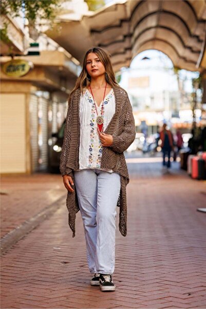 Miss Boheme Khaki Color Mesh Cardigan