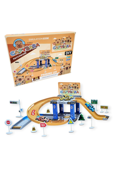 capybara Patchwork Parking Set with Cars and Accessories