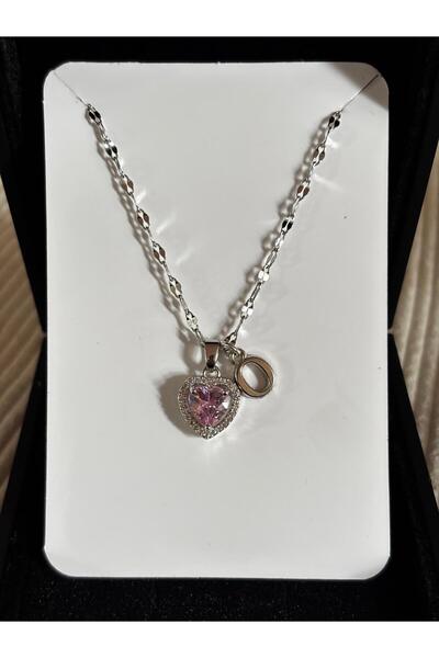bijoux uniques Steel Pink Heart Letter Women's Necklace