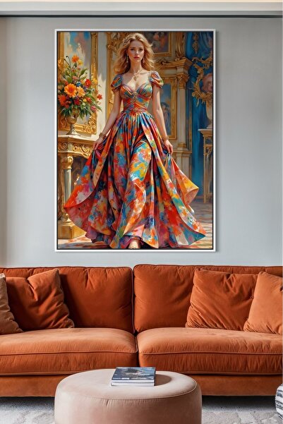 ARTAN GALLERY İtalyan Kadife Sanatsal Kadın Figürlü Tablo | Ahşap Çerçeve | Y...