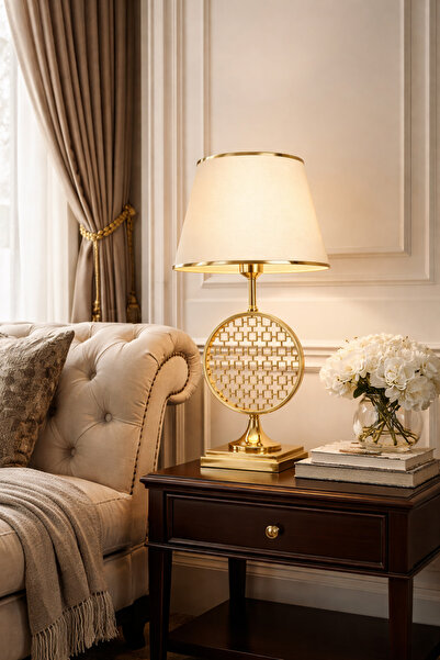 EvLight Eva Metal Embellished Luxury Gold Lampshade
