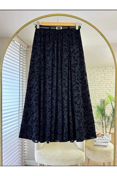 ZARERA Fabric Flock Print Tulle Skirt