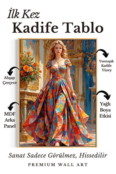ARTAN GALLERY İtalyan Kadife Sanatsal Kadın Figürlü Tablo | Ahşap Çerçeve | Y...