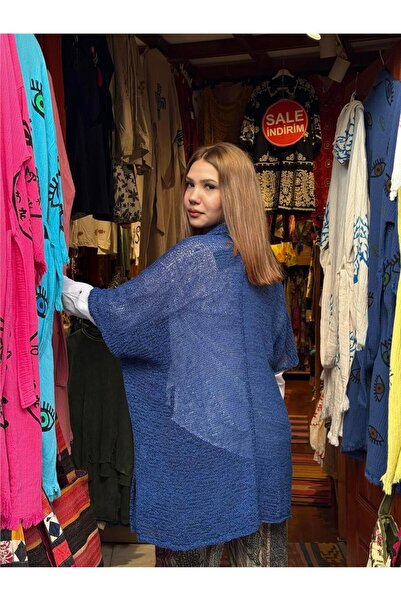 Miss Boheme Blue Color Hooded Mercerized Cardigan