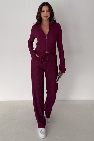 Noa&Noa Women's Zippered Ribbed Set – Black Motion