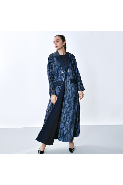 HAWRAA ABAYA Elegant blazer-style abaya in velvet fabric, featuring pockets a...