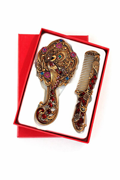 MD Moda Accessories Vintage Tavus Kuşu Figürlü El Aynası ve Tarak Seti – Taş ...