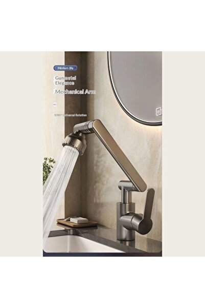 iron candy صنبور حوض بذراع روبوتية بزاوية 1080 درجة، ذو ذراع واحد للماء الساخ...