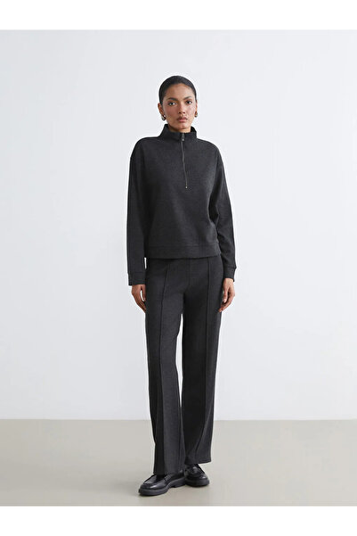 LC Waikiki LCWAIKIKI Hanorac clasic antracit cu guler înalt, cu model, moale ...