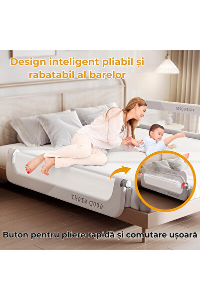 Dafiti Bariera de protectie pentru pat copii 200 cm, pliabila, rabatabila, cu inaltime reglabila 66-78cm