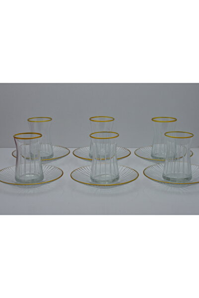 CAM 6'LI GOLD DETAYLI ÇAY BARDAĞI