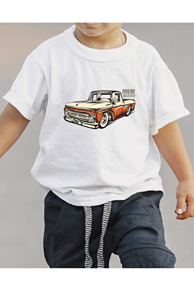 F17 Ajans Retro auto 1976 Štampano 100% pamuk majica kratkih rukava za dečake