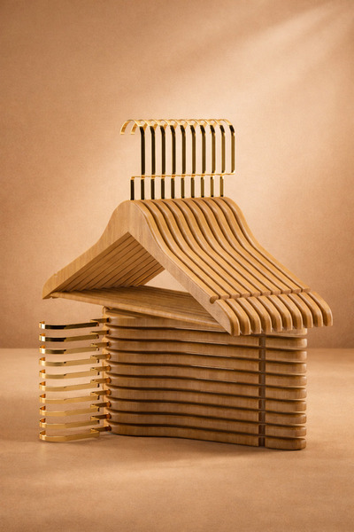 Onouqo 24’lü Ahşap Elbise Askı Seti – Premium Kalite – Gömlek, Pantolon ve Et...