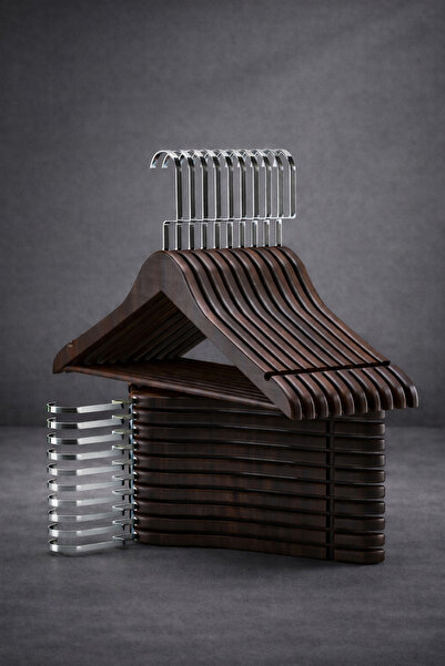 Onouqo 24’lü Ahşap Elbise Askı Seti – Premium Kalite – Gömlek, Pantolon ve Et...