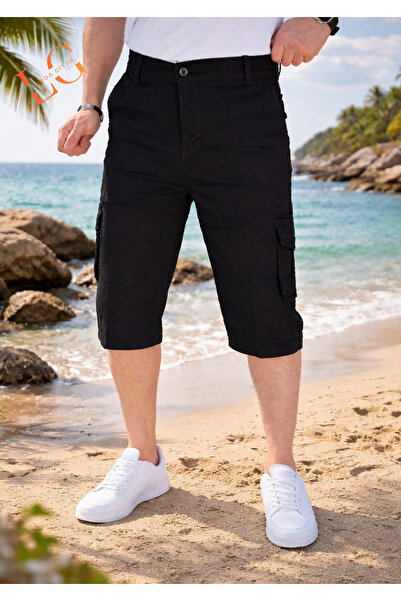 LORDA GİYİM TONI S Men's Bermuda Shorts Long Capri K Cargo Pocket İ Long Capr...