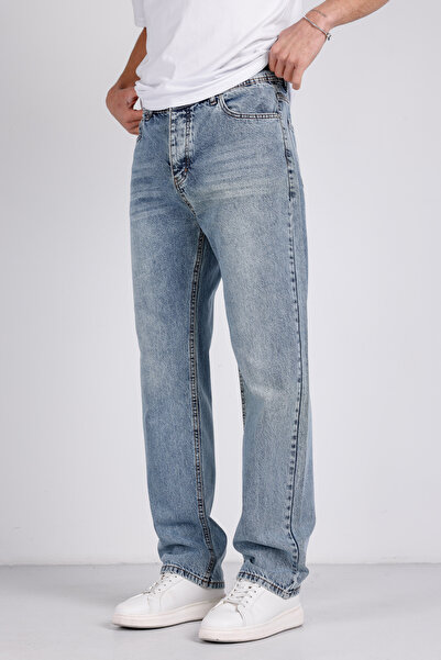 ENERJİN Men's Baggy Denim Trousers High Waist Loose Fit Casual Comfortable Jeans