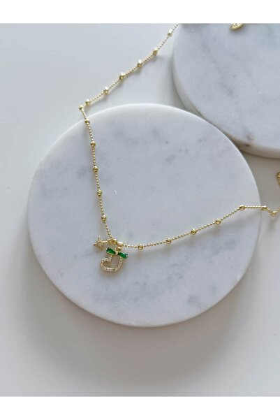 CHARMLUCKY Special Series Green Stone Heart Necklace