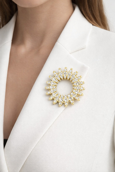 MRK Kadın Elmas Taşlı Büyük Broş