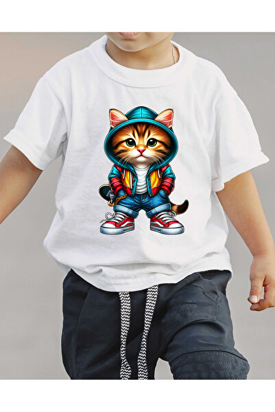 F17 Ajans Majica sa kapuljačom mačka Štampano 100% pamuk kratkih rukava za de...