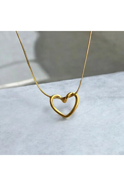 GN ACCESSORY Gold Color Steel Heart Necklace for Lover + Daily Gift
