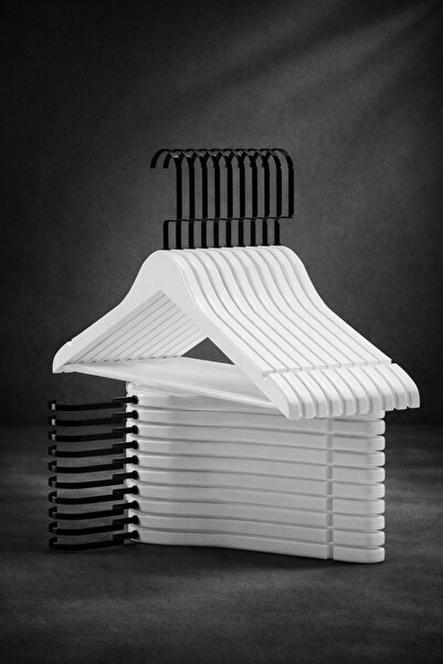 Onouqo 24’lü Ahşap Elbise Askı Seti – Premium Kalite – Gömlek, Pantolon ve Et...