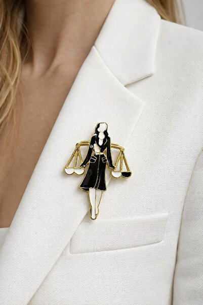 MRK Kadın Hukuk Adalet Terazisi Avukat Broş