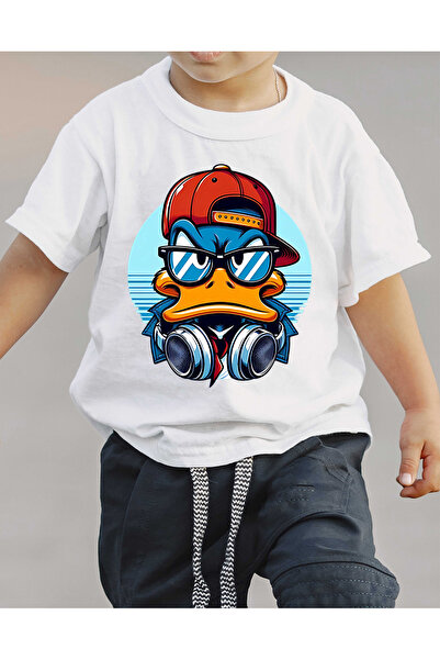 F17 Ajans Тениска с къс ръкав за момче от 100% памук с принт щампа на патица ...