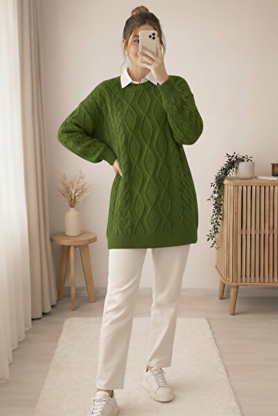 MODAQU Knitted Pattern Casual Knitwear Sweater - F.Green