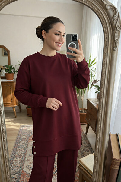 Kirazca Butik Women's Two-Piece Set – O Oversized Look with Buttons, Casual a...