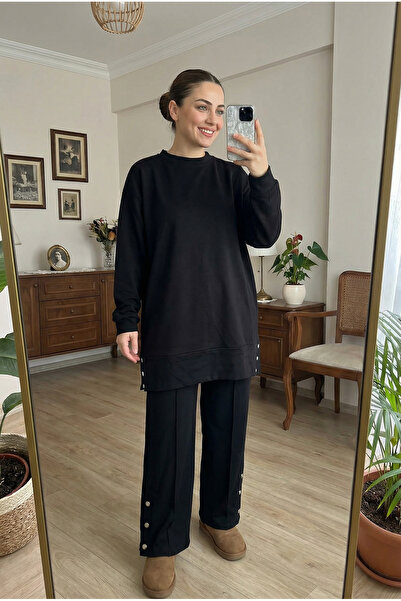 Kirazca Butik Women's Two-Piece Set – O Oversized Look with Buttons, Casual a...