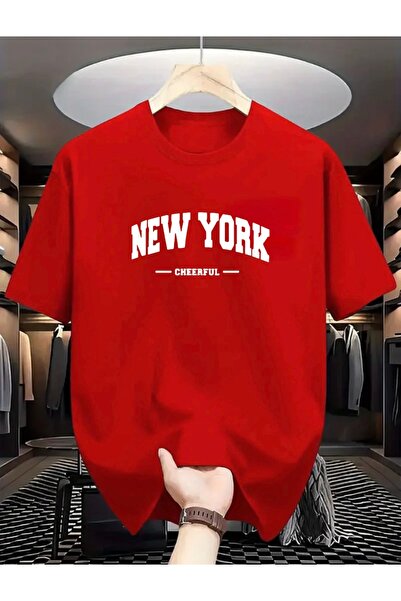 FUFLUNS New York Cheerful Printed Oversized Crewneck Men's T-Shirt