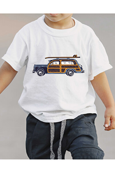 F17 Ajans Surfboard Car Štampano 100% pamuk Majica kratkih rukava za dečake