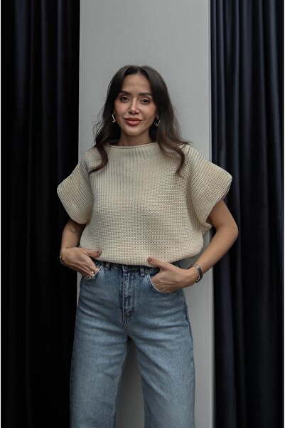 Havoş Ecru Sleeves Shoulder Pad Piece Sweater