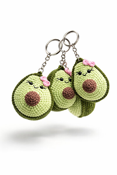 SineklikStoree El Örgüsü Amigurumi Avokado Anahtarlık – Sevimli El Yapımı Hed...