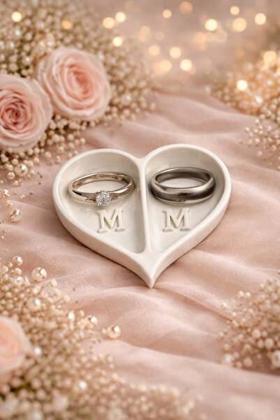 Dekor 💖 Kişiye Özel Kalpli Nişan Yüzüklüğü – Harf Detaylı 💖 - Ağır Plastik